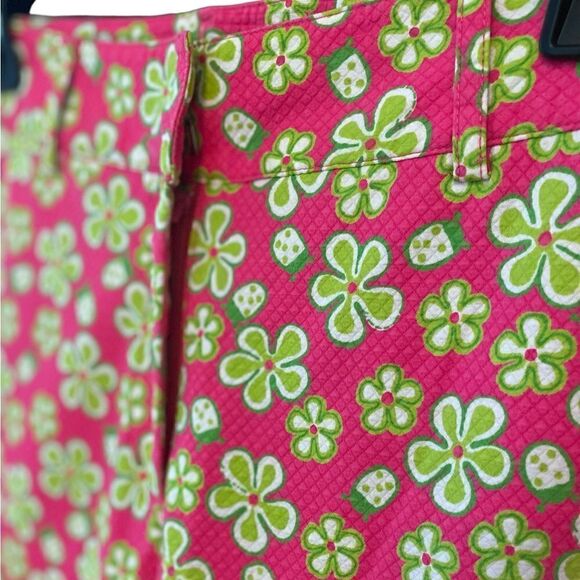 Lilly Pulitzer Sz 8 Pink Flower Power Dune Buggy Print Pocket Ankle Pants - Picture 2 of 6